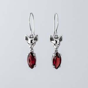 Christmas Gifts Under 200: Salem Cat Garnet Drop Earrings