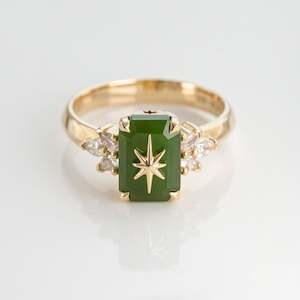 Made To Order: Pounamu Starlight Orchard Diamond ring in Gold or Platinum