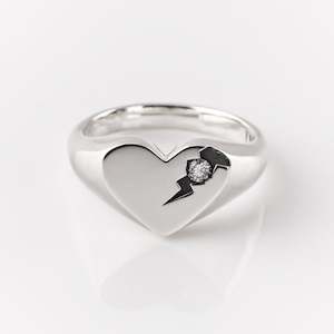 Silver Rings: Perfectly Flawed Heart Ring with Lab Diamond in Sterling Silver