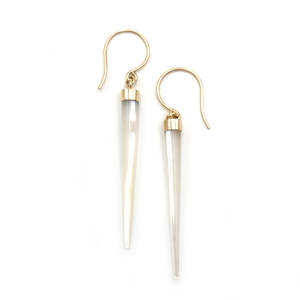 Mother Of Pearl: 14 carat Gold Mother of Pearl Icicle Earrings
