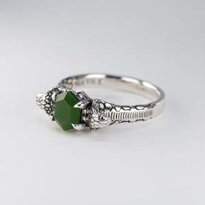 Silver Rings: Green with Envy Pounamu Ring in Silver
