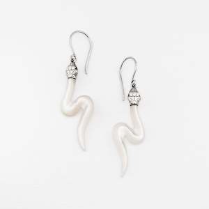 Viper Earrings in Mother of Pearl