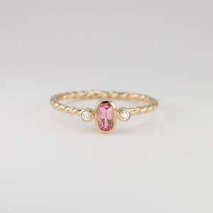 Baby Pink Spinel & Diamonds Tiny Treasure Ring