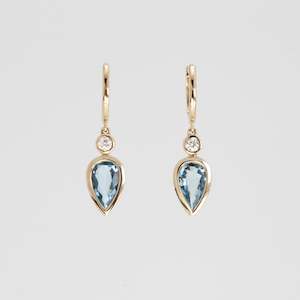 Theia's Tears Aquamarine and Diamond Drop Earrings