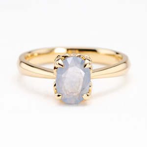 Misty Grey Sapphire Tiny Bloom Ring
