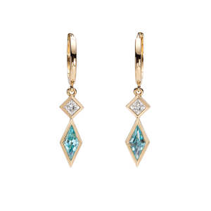 Starry Blue Zircon and Diamond Earrings