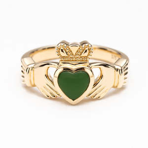 Products: Pounamu Claddagh Gold Ring