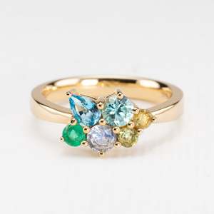 Fallen Leaves Ring with Sapphire & Emerald