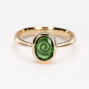 Green Tourmaline Spiral Ring