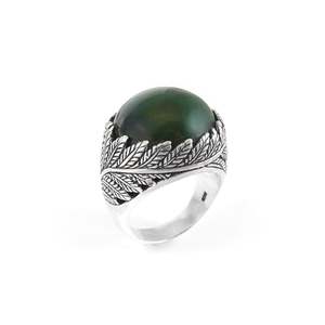 Twin Fern Ring with Pounamu