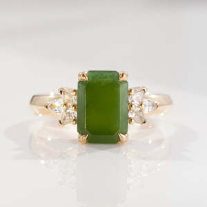 Made To Order: Pounamu & Diamond Summer Orchard Ring in Gold or Platinum