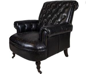 chair black leather buttoned library