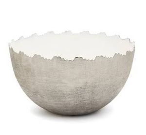 bowl metal & enamel white/silver Lg