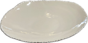 Tableware: bowl metal & enamel white/silver