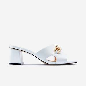 Sandal Heels: Evie Sandal Heel | White Leather