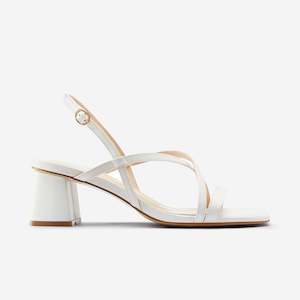 Bridal Shoes: Ella Sandal Heel | White Leather