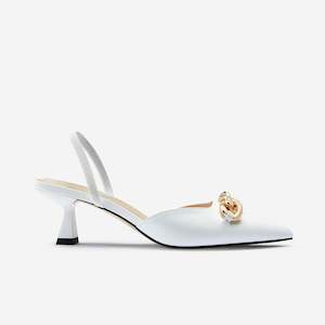 Sandal Heels: Sloane Slingback Heel | White Leather