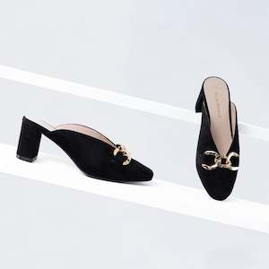 Mules Slides: Mariah Mule Heel | Black suede