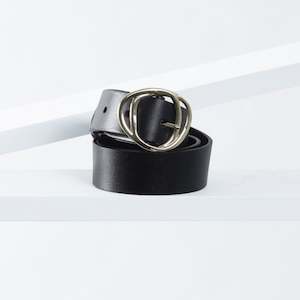 34mm Wide: Double Molten Leather Belt 34mm | gold black leather