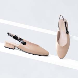 Sling Backs: Raven Flat Slingback | Nude/black