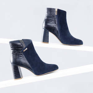Boots: Darla Ankle Boot | Navy combo leather