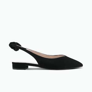 Flat Sandals: Vienna Flat Slingback | Black suede