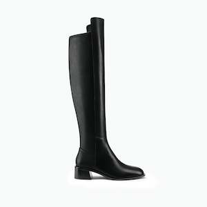 Flat Sandals: Brussels Ltd Ed Knee High Boot | Black leather