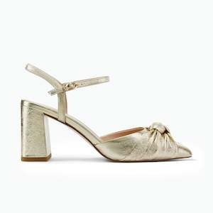 Ally Heel | Gold Leather
