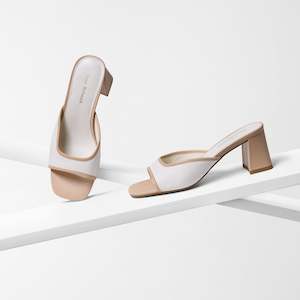 Connie Sandal Heel | Cream/Nude Leather