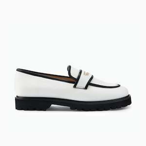Delta Loafer | White/Black Leather