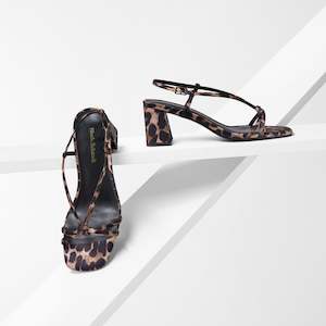 Heels: Cici Sandal Heel | Leopard Print Satin