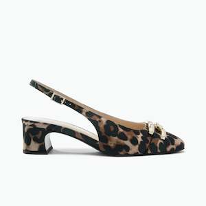 Mika Slingback Heel | Leopard Print Satin