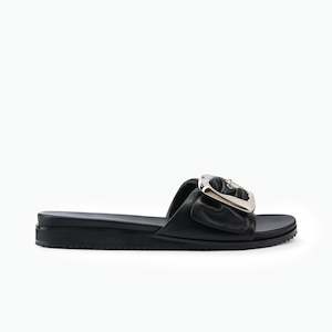 Mules Slides: Bobbi Slide Sandal | Black Leather