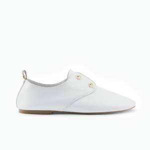 All Shoes: Xeno Flat | White Pebble Leather