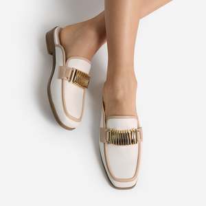Mules Slides: Brooklyn Mule Loafer | Cream/Nude Leather