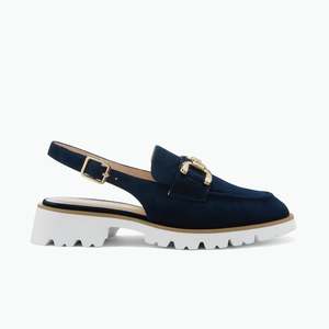 Sling Backs: Calipso Flat Slingback | Navy Suede
