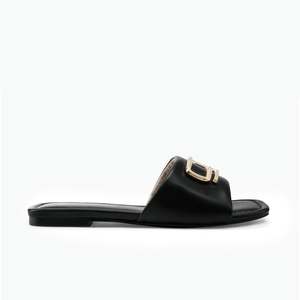 Mules Slides: Freya Slide Sandal Black Leather