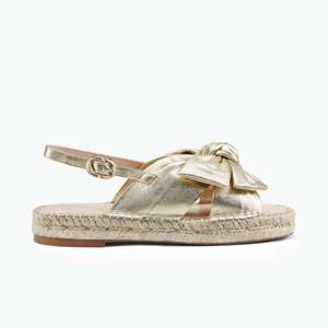 Mules Slides: Moonie Sandal Gold Leather