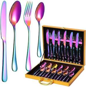 Gifts For Women: 24 Piece Multicoloured Cutlery Set