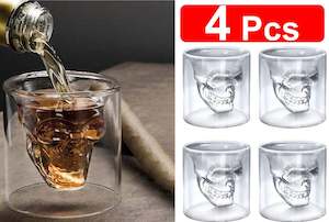 Valentines Day Gifts: 4 Piece Skull Whiskey Rock Glasses