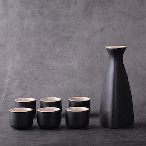 Kitchen: Ceramic Sake Cups & Dispenser - Japanese Style Home Retro Drinkware Sets
