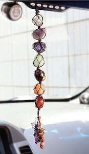 Home Decor: Reiki Healing 7 Chakra Tumbled Gemstone Hanging - with Tassel