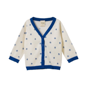 Nature Baby Sale: Light Cotton Knit Cardigan - Daisy Daze Blue