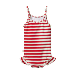 Childrens Gifts: Frill Swimsuit - Red Sea Stripe