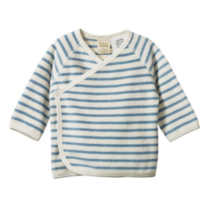 Nature Baby Sale: Kimono Jacket Terry - Powder Blue Stripe