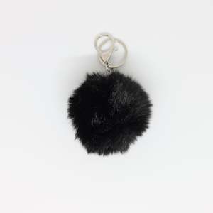 All: black fur bag charm keychain
