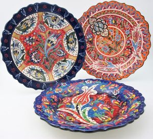 Products: 30 Cm Turkish Hand Painted Ceramic Plates In Colourful Relief