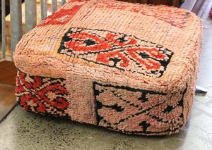 Antique Woolen Moroccan Rug Pouf 24