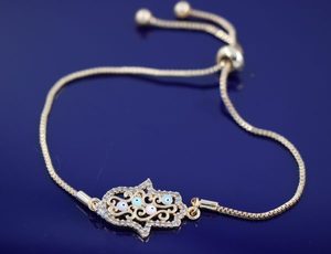 Turkish Evil Eye Bracelet With Hamsa Hand Multi Colour Eye In Gold B140