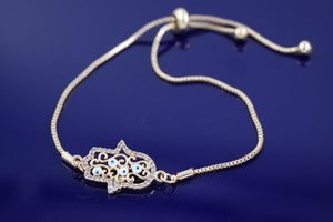 Turkish Evil Eye Bracelet With Hamsa Hand White Colour Eye In Gold B140a